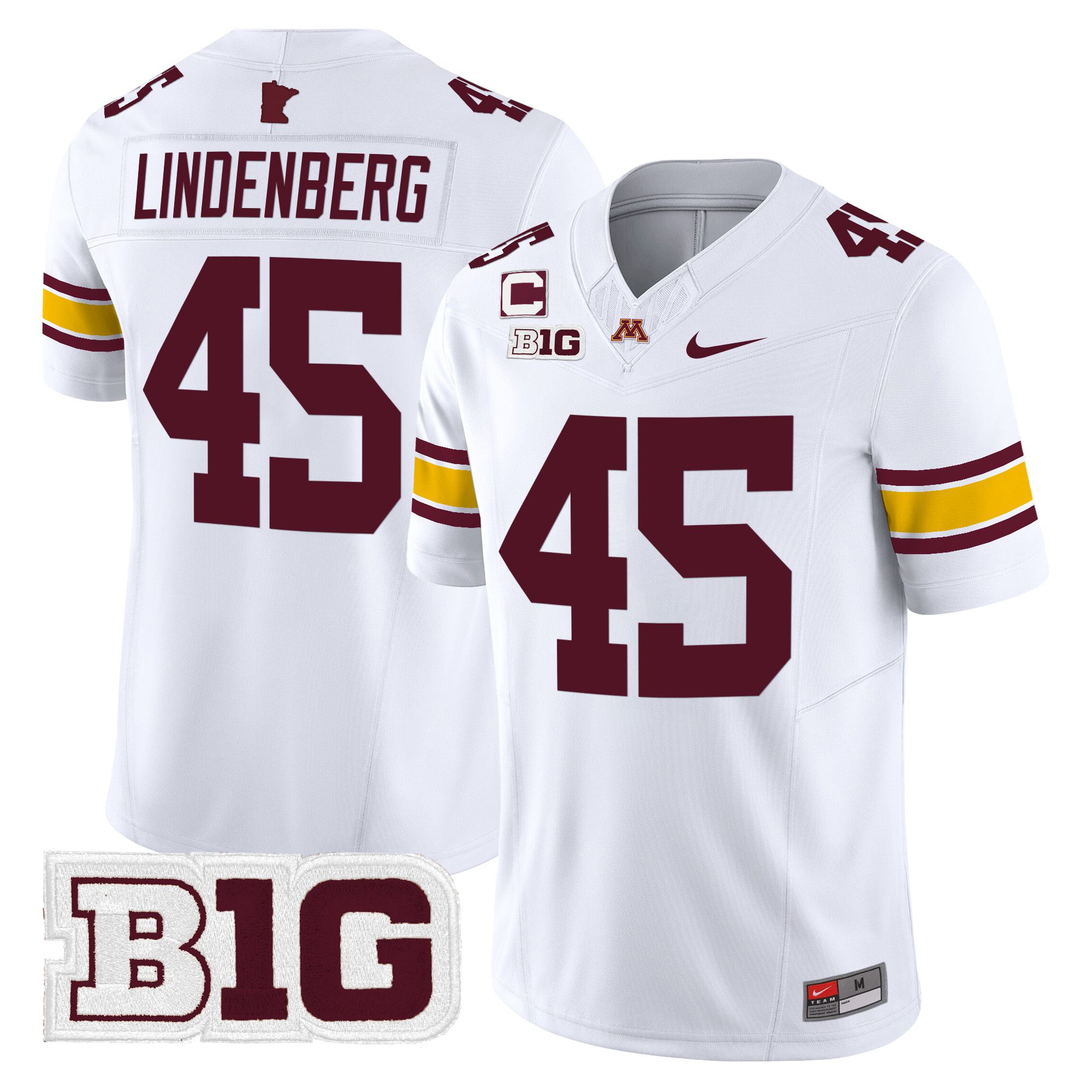 Men Minnesota Golden Gophers #45 Lindenberg White Nike 2024 Vapor Limited NCAA Jersey->customized ncaa jersey->Custom Jersey